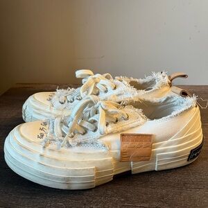 Vessel Frayed White and Cream Casual Sneakers - 6M 8W